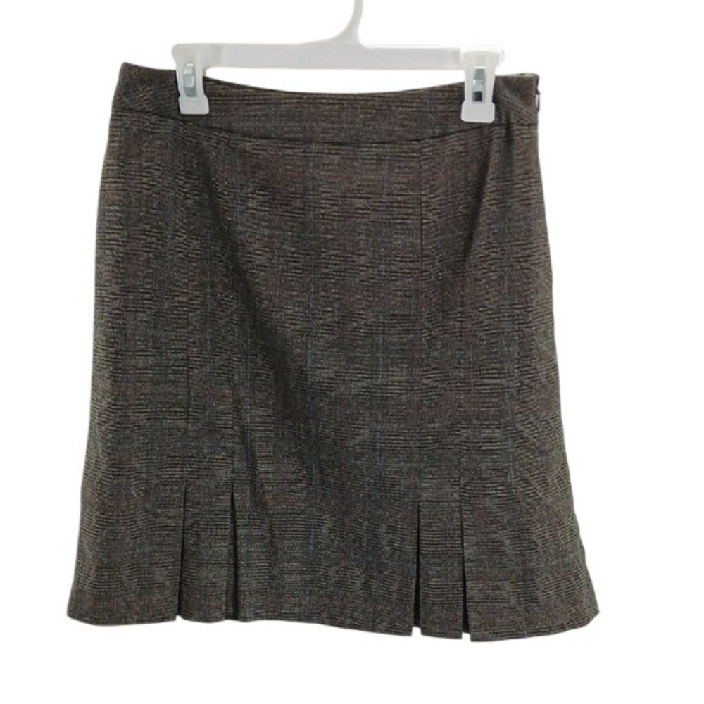 Apt. 9 Skirt Womens Size 10 Brown Plaid Pleated A Line Classic Knee Length
